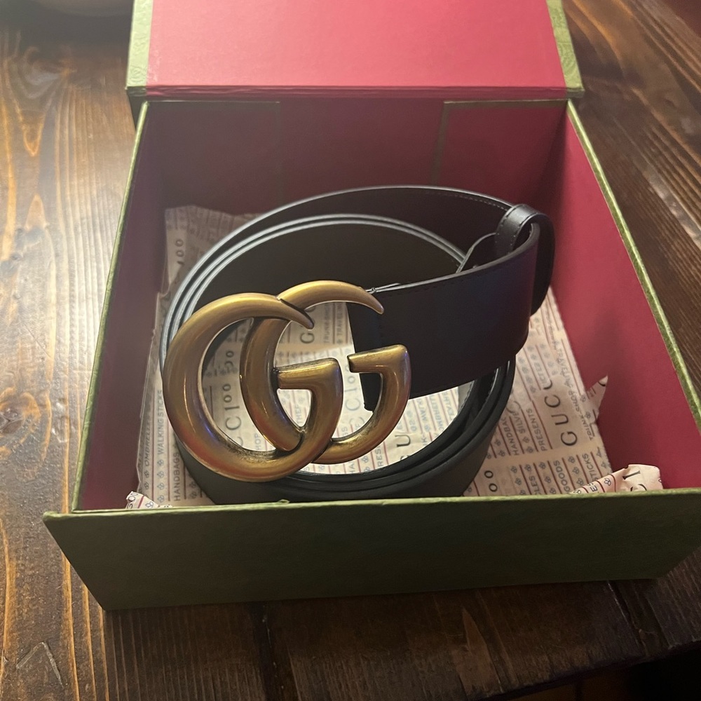 Gucci Black Belt with Gold Buckle